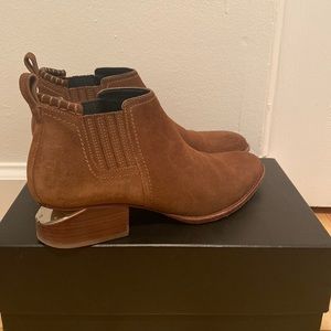 ALEXANDER WANG LIFT SILVER HEEL KORI ANKLE BOOTIES size 38